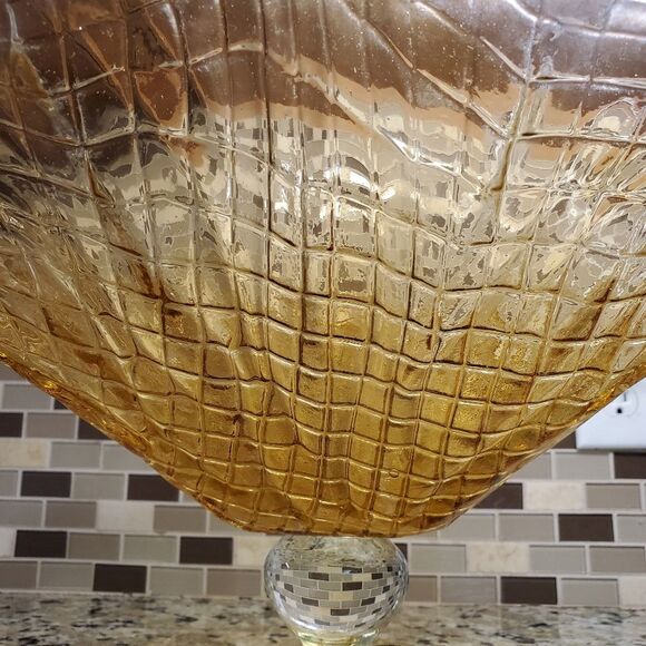 Large Centerpiece Statement Piece Amber Gold and Clear Glass - Picture 5 of 16